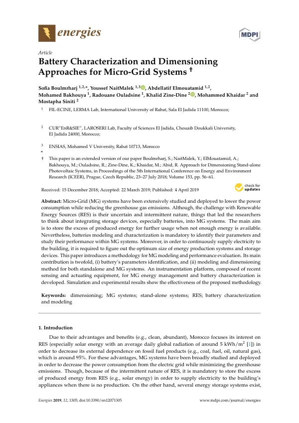Battery Characterization and Dimensioning Approaches for Micro-Grid Systems