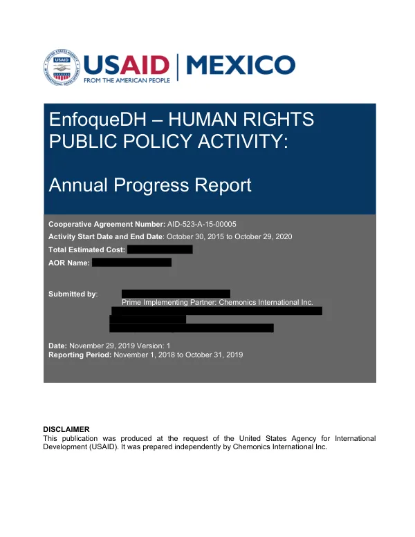 Annual Progress Report: EnfoqueDH – Human Rights Public Policy Activity