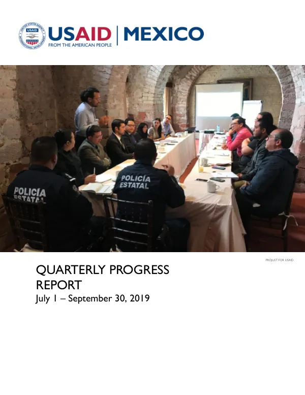 Quarterly Progress Report: July 1 – September 30, 2019