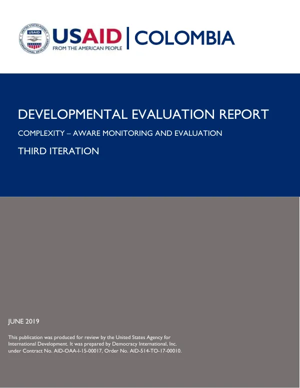 Developmental evaluation report complexity-aware monitoring and evaluation : third iteration