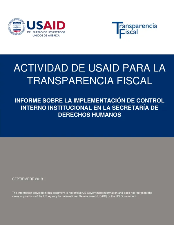Informe sobre la implementación del control interno institucional en la Secretaría de Derechos Humanos