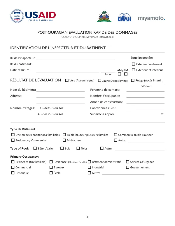 POST-OURAGAN EVALUATION RAPIDE DES DOMMAGES