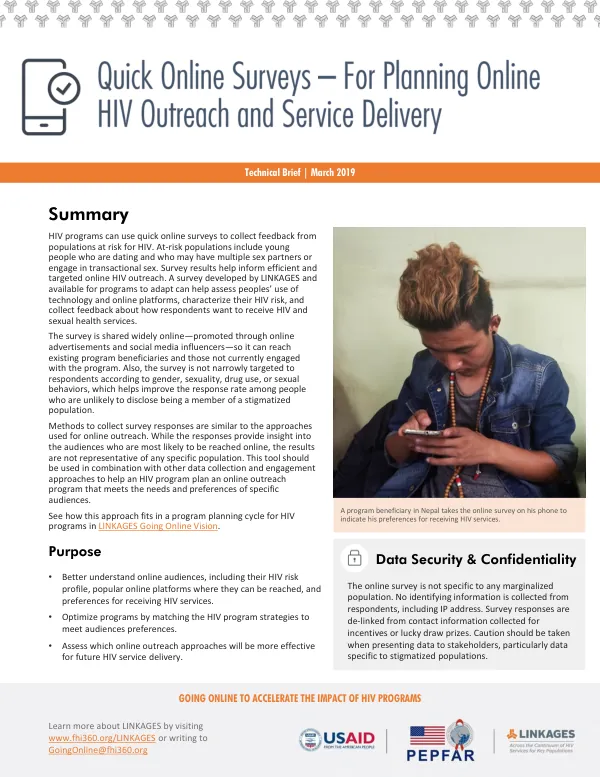 Technical Brief: Going Online to Accelerate the Impact of HIV Programs
