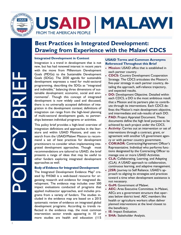 Policy Brief: Integrated Development in Context