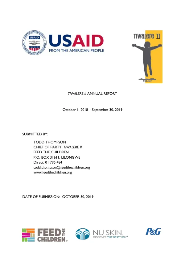 Tiwalere II FY19 Annual Report – Malawi
