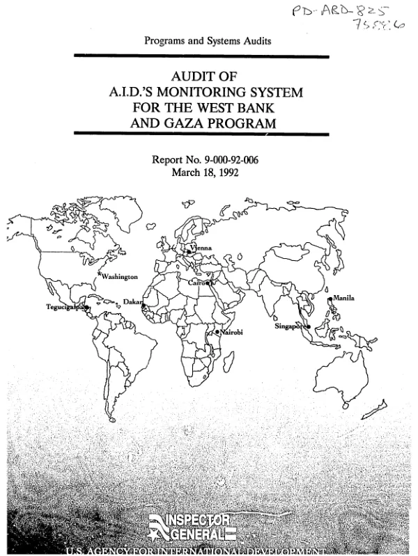 Audit of AID"s monitoring system for the West Bank and Gaza program