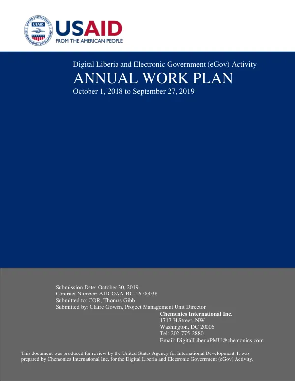 Digital Liberia and Electronic Government (eGov) Activity Annual Work Plan