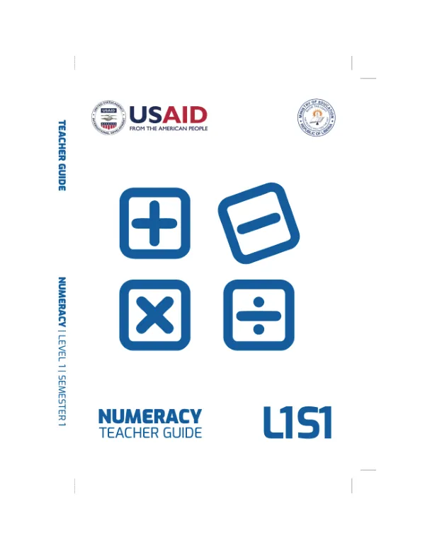 Accelerated Quality Education Teacher Guides and Learner Workbooks Series, Numeracy, Level 1, Semester 1