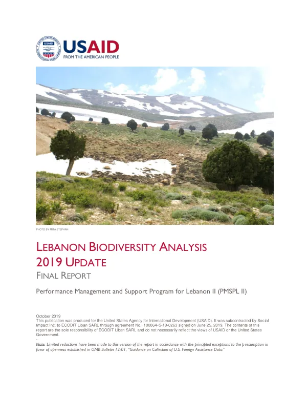 Lebanon Biodiversity Analysis 2019 Update - Redacted