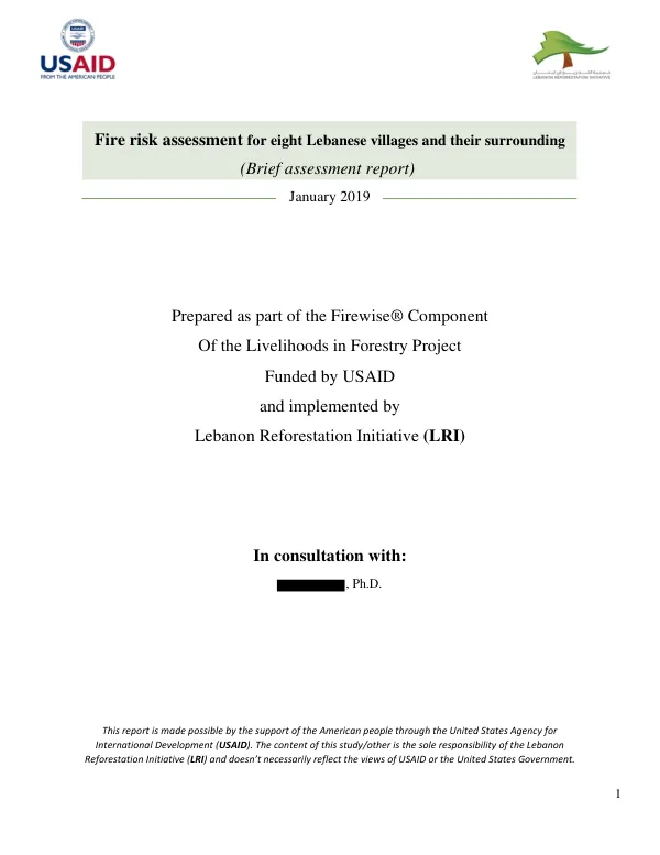 Fire risk assessment for eight Lebanese villages and their surrounding