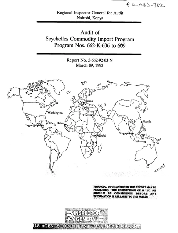 Audit of Seychelles commodity import program, program nos. 662-K-606 to 609