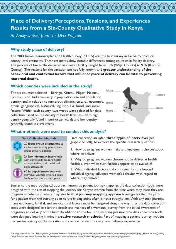 Place of Delivery: Perceptions, Tensions, and Experiences Results from a Six-County Qualitative Study in Kenya
