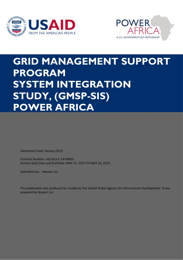 GRID MANAGEMENT SUPPORT PROGRAM PHASE II POWER AFRICA TRANSACTIONS AND REFORM PROGRAM (PATRP) SYSTEM INTEGRATION STUDY
