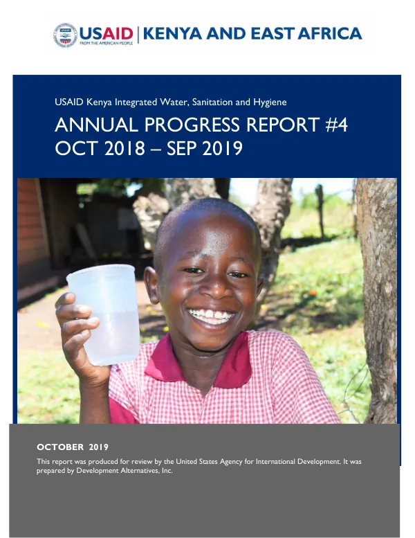 USAID/KENYA KIWASH PROGRESS REPORT FOR FY 2019