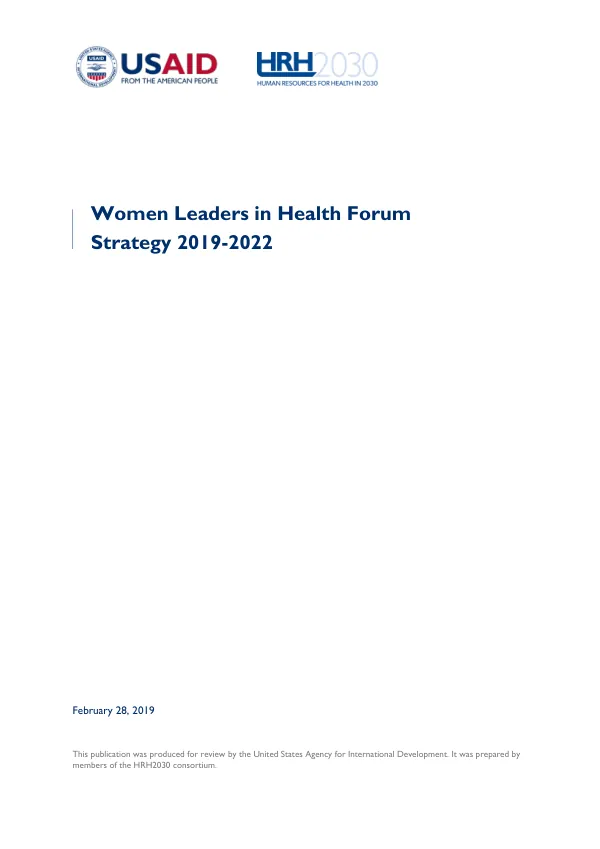 Women Leaders in Health Forum Strategy 2019-2022