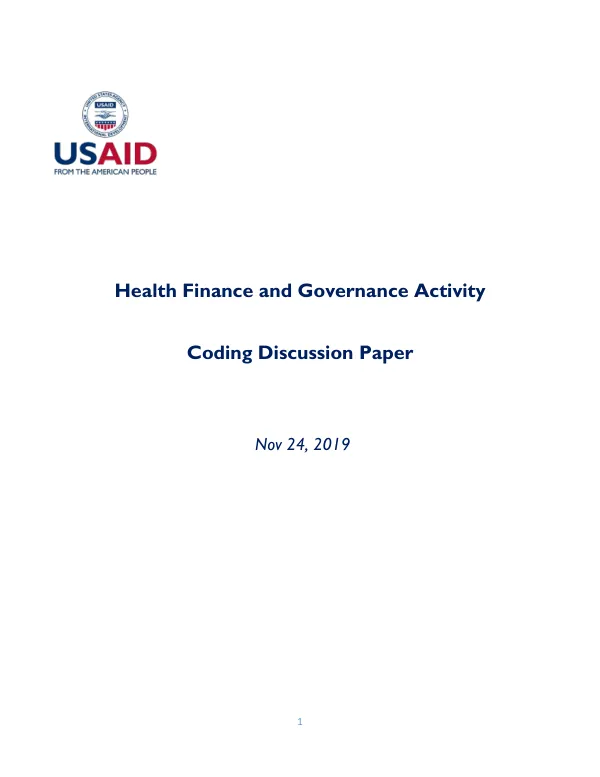 Health Finance and Governance Activity Coding Discussion Paper