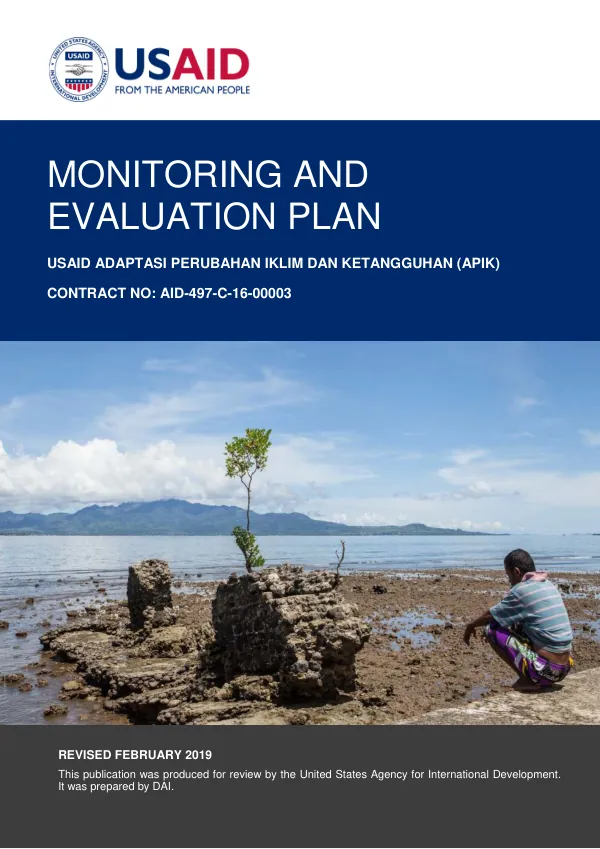 Monitoring and Evaluation Plan – USAID Adaptasi Perubahan Iklim dan Ketangguhan (APIK)