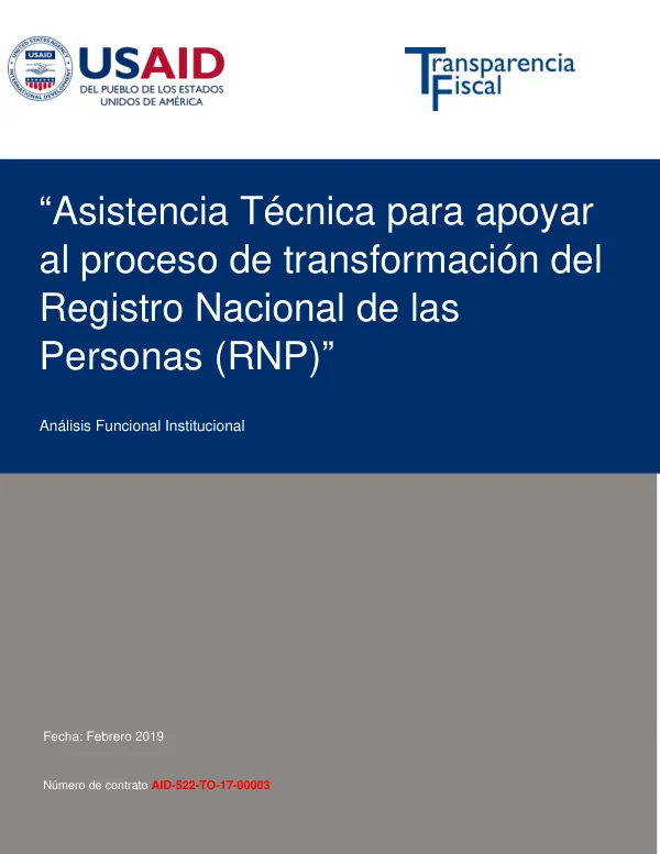 Asistencia Técnica para apoyar al proceso de transformación del Registro Nacional de las Personas (RNP)