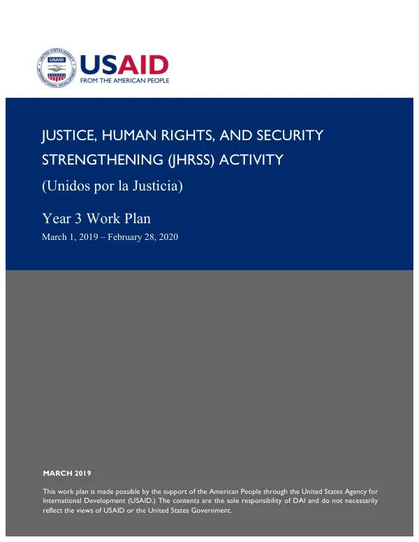 Justice, Human Rights, and Security Strengthening (JHRSS) Activity Year 3 Work Plan