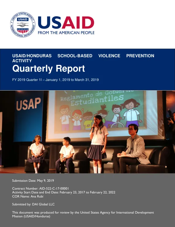 Quarterly Report: School-Based Violence Prevention Activity FY 2019 Quarter 1I