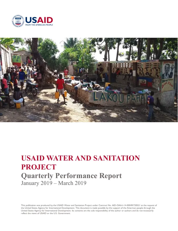 USAID Water and Sanitation Project Quarterly Report January 2019 – March 2019