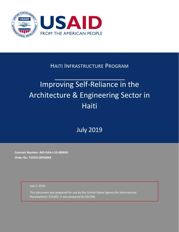 Haiti Infrastructure Program: Improving Self-Reliance in the Architecture & Engineering Sector in Haiti