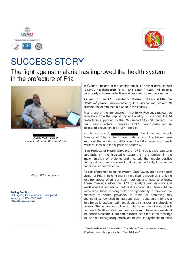 Success Story: Improving Malaria Control in Fria, Guinea
