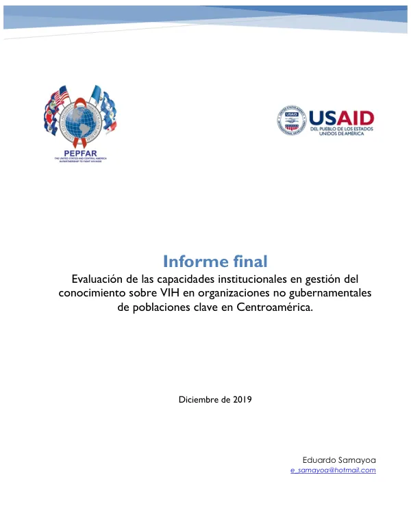 Evaluación de las capacidades institucionales en gestión del conocimiento sobre VIH en organizaciones no gubernamentales de poblaciones clave en Centroamérica. Línea de base.