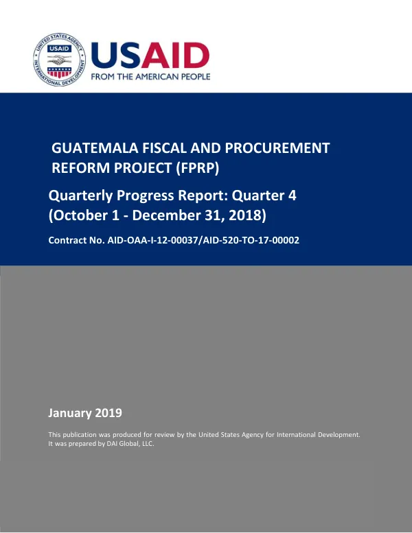Fiscal and Procurement Reform Project (FPRP) Annual Progress Report (October 1, 2018 - December 31, 2018)
