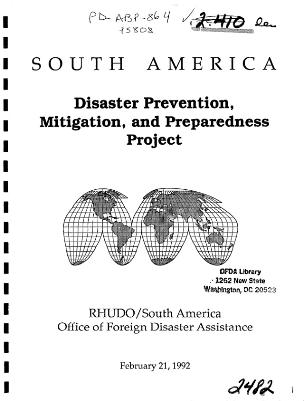 South America disaster prevention, mitigation, and preparedness project