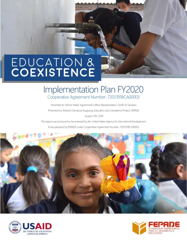 Annual Work Plan for FY2019 and FY2020: Education and Coexistence Project