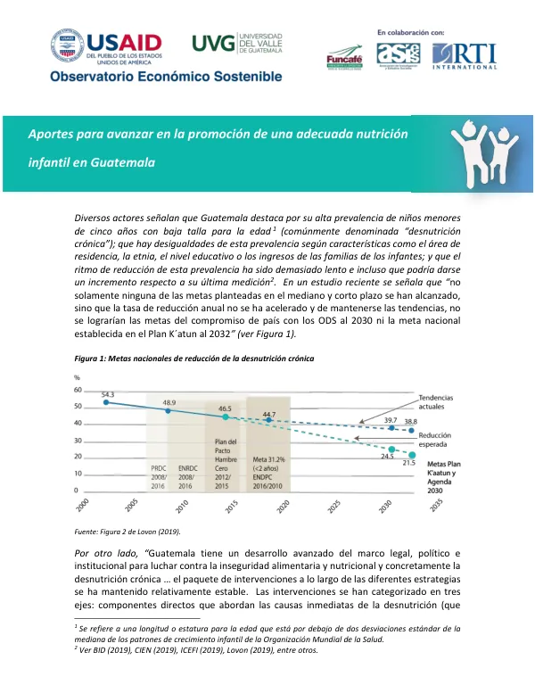 Aportes para avanzar en la promoción de una adecuada nutrición infantil en Guatemala