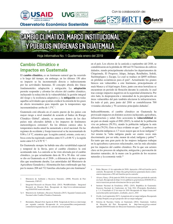 Cambio Climático, Marco Institucional y Pueblos Indígenas en Guatemala