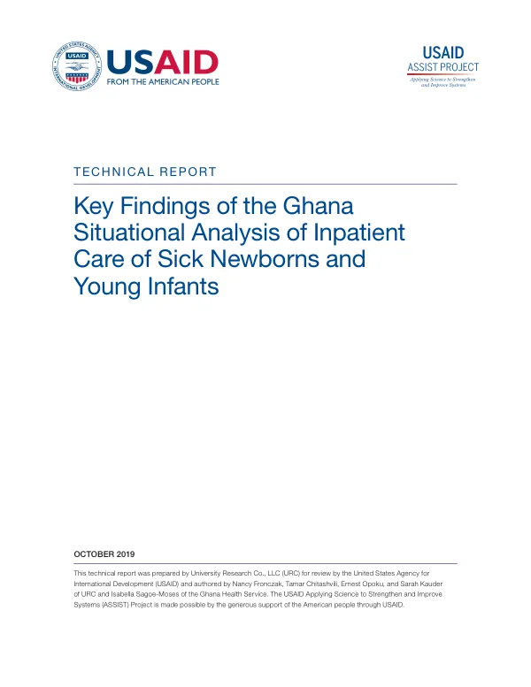 Key Findings of the Ghana Situational Analysis of Inpatient Care of Sick Newborns and Young Infants