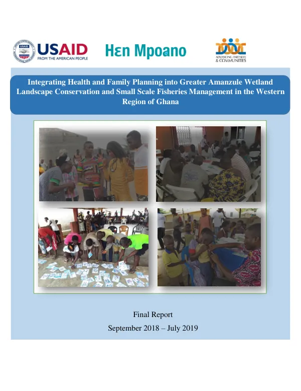 Integrating Health and Family Planning into Greater Amanzule Wetland Landscape Conservation and Small Scale Fisheries Management in the Western Region of Ghana