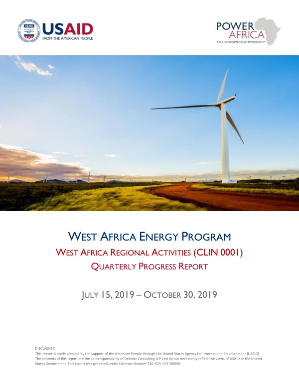Quarterly Progress Report: West Africa Energy Program (WAEP)