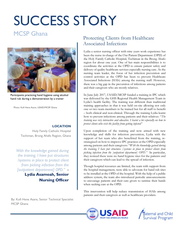 Protecting Clients from Healthcare Associated Infections Success Story
