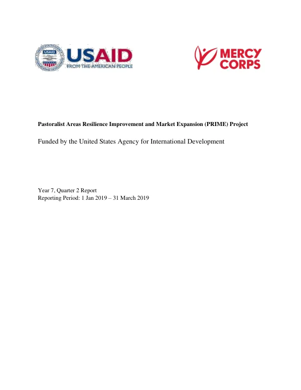 Pastoralist Areas Resilience Improvement and Market Expansion (PRIME) Project Year 7, Quarter 2 Report