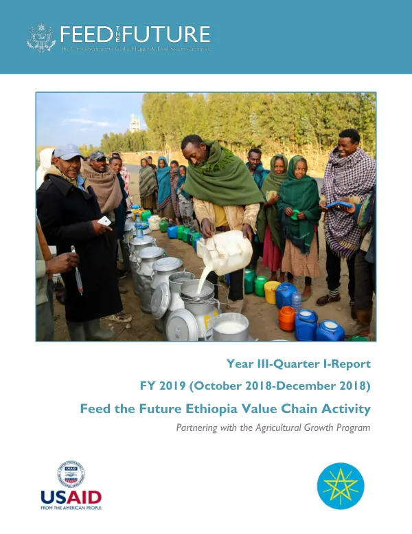 Feed the Future Ethiopia Value Chain Activity | Q1 FY 2019 Quarterly Report