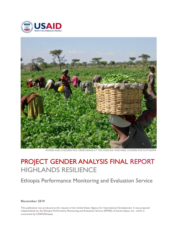 Final Report: Gender Analysis for Highlands Resilience Project in Ethiopia