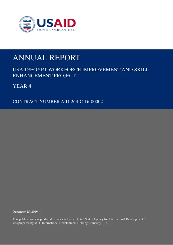 Annual Report: USAID/Egypt Workforce Improvement and Skill Enhancement Project Year 4