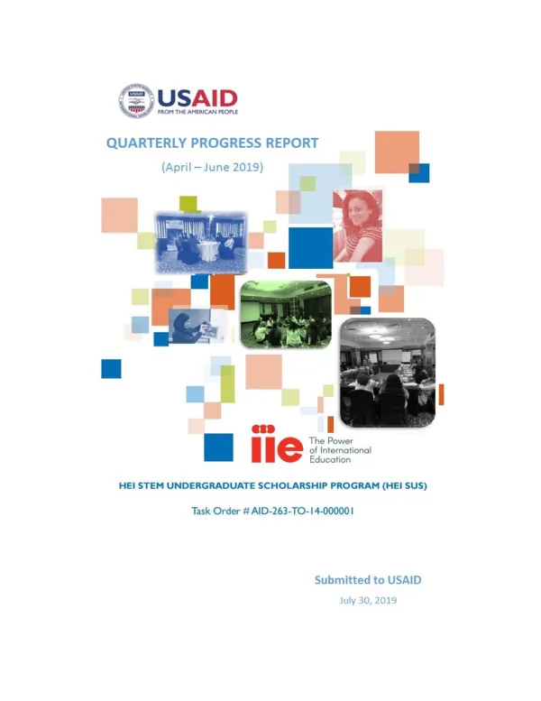 Quarter 3 Progress Report HEI SUS RROGRAM FY2019 (April 1 – June 30, 2019)