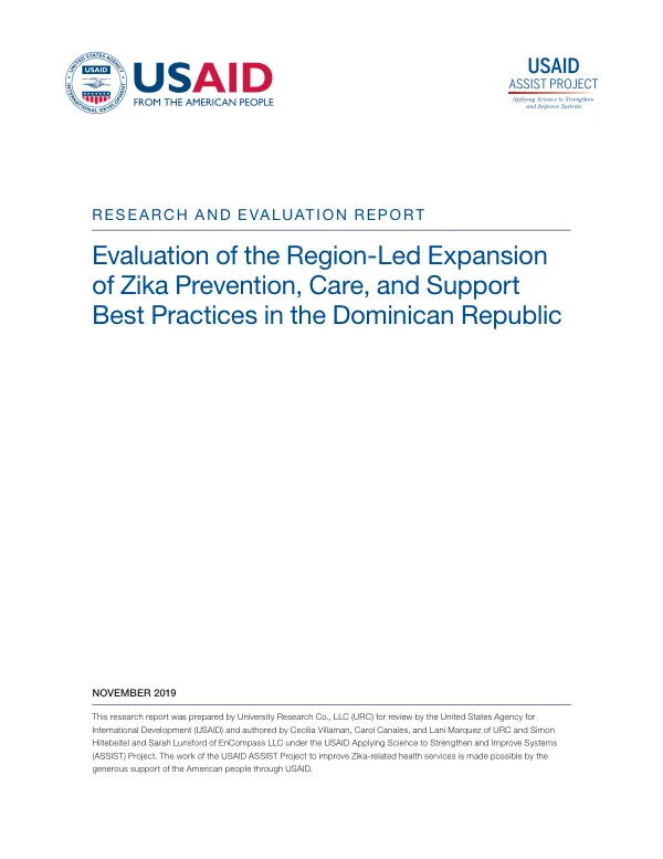 Evaluation of the Region-Led Expansion of Zika Prevention, Care, and Support Best Practices in the Dominican Republic