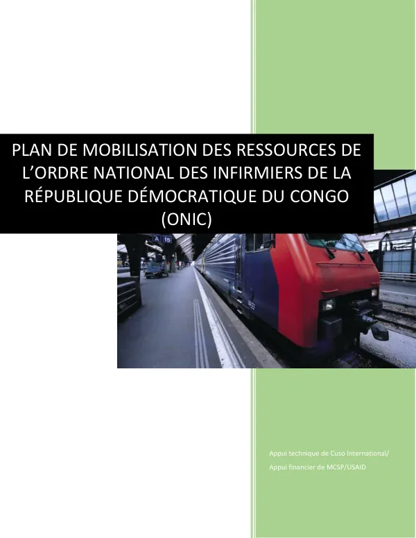 PLAN DE MOBILISATION DES RESSOURCES DE L’ORDRE NATIONAL DES INFIRMIERS DE LA RÉPUBLIQUE DÉMOCRATIQUE DU CONGO (ONIC)