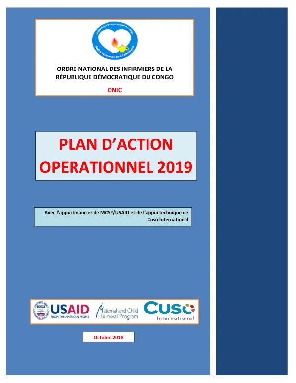 Plan d’Action Opérationnel 2019 de l’Ordre National des Infirmiers de la République Démocratique du Congo