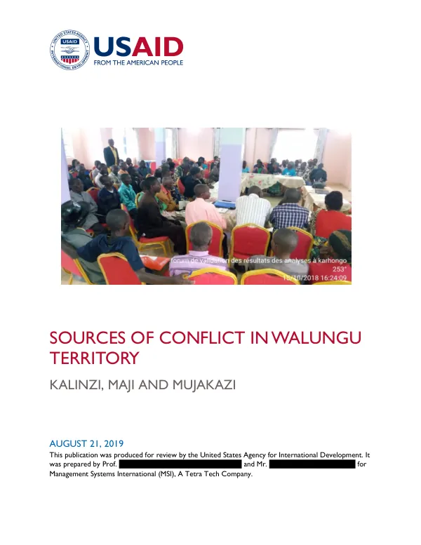 Sources of Conflict in Walungu Territory