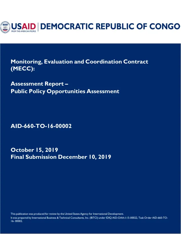 Monitoring, Evaluation and Coordination Contract: Assessment Report - Public Policy Opportunities Assessment