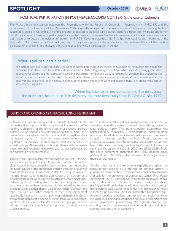 Political Participation in Post-Peace Accord Contexts: The Case of Colombia