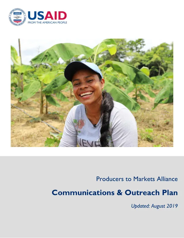 Communications & Outreach Plan for Producers to Markets Alliance Activity