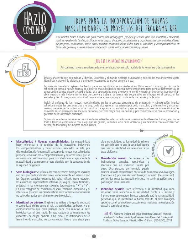 Ideas para la incorporación de nuevas masculinidades en proyectos del programa RPR